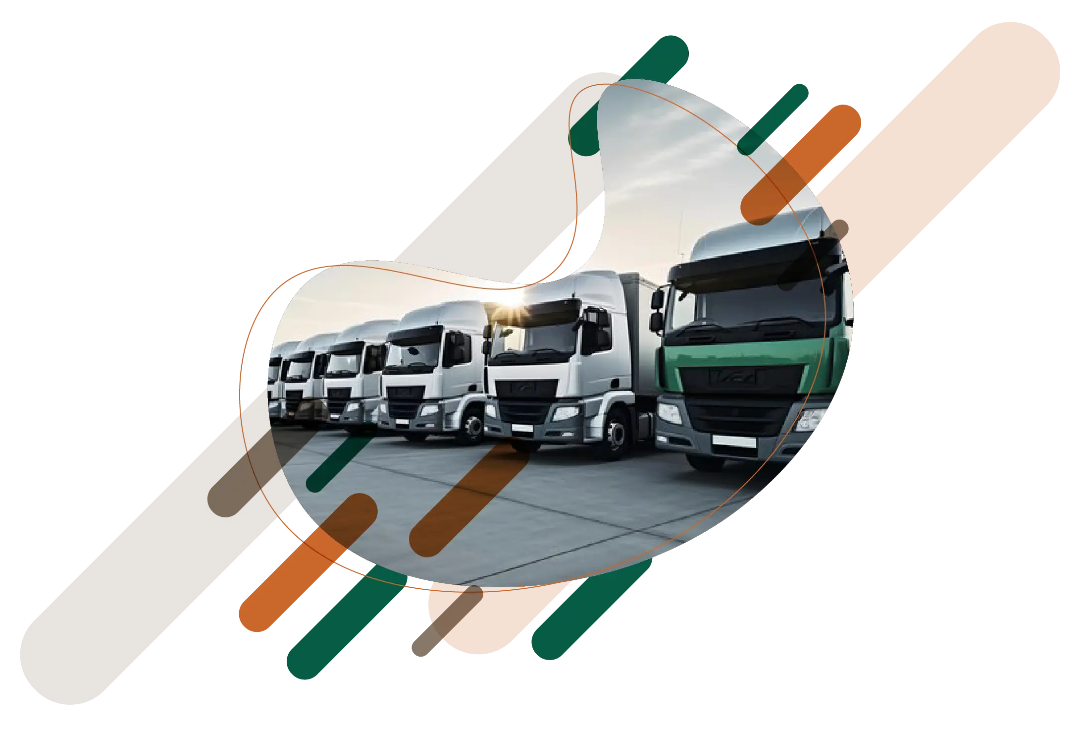 Montage graphique avec une image de camion poids lourds en perspective